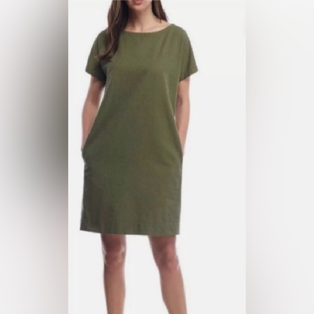 Eileen Fisher Organic Cotton Boatneck Shirt Dress - Picture 2 of 8